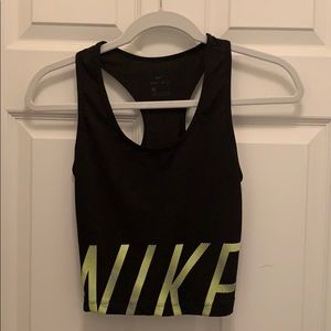 Nike dri-fit crop top, black and yellow, sz S